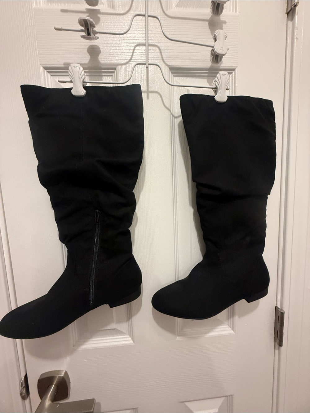Tall Slouch Black Women's Knee-High Boots - Sleek Suede-Look Design 8